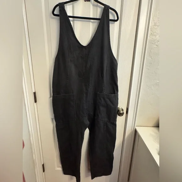 Free People We The Free High Roller Jumpsuit Mineral Wash Black NWOT Size M - Picture 8 of 16